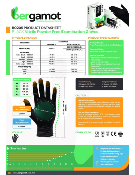 Nitrilne rukavice crne 100 kom - 5 g