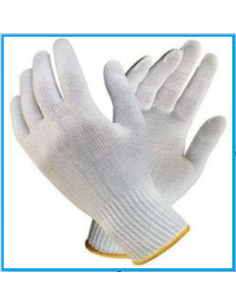 Cotton protective gloves with yellow edge (knitted) 12 pairs