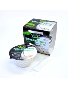 Tapioca pudding with pieces of young coconut