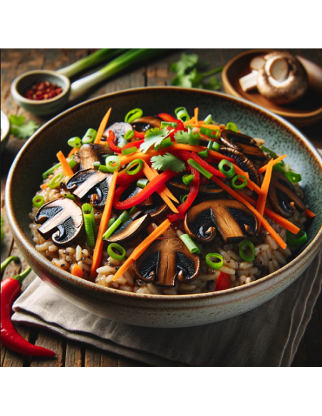 Risotto with black Chinese mushrooms fungus