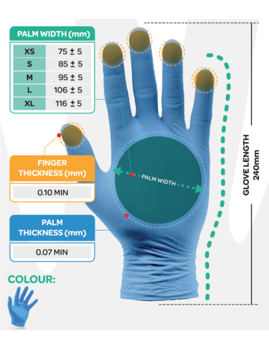 Nitrile gloves dark blue without powder 3.5g 100 pcs