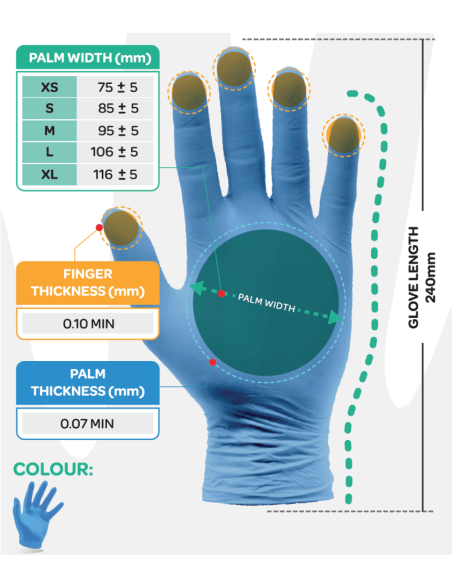 Nitrile gloves dark blue without powder 3.5g 100 pcs