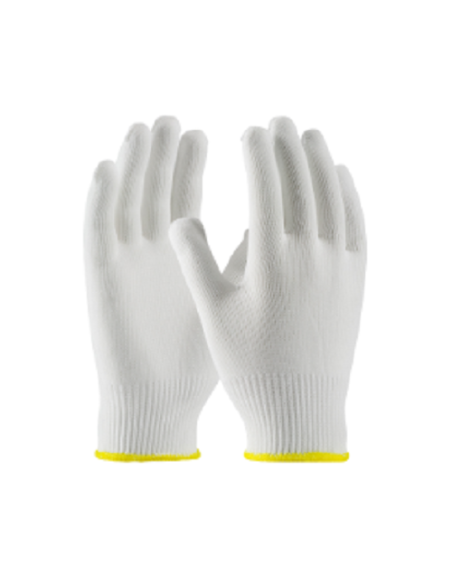 Cotton protective gloves with yellow edge (knitted) 12 pairs