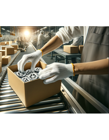 Cotton protective gloves with yellow edge...