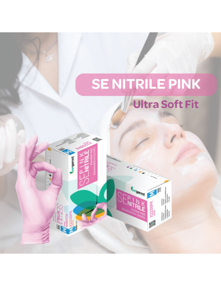 Nitrile gloves pink without powder 100 pcs