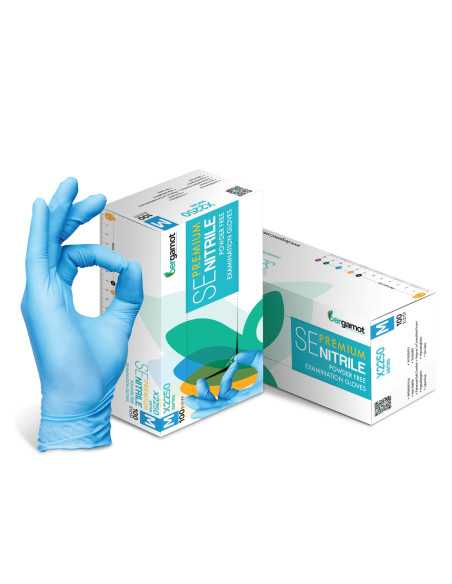 Nitrilne zaščitne rokavice Bergamot, modre barve, brez pudra 5g z embalažo - 100kom