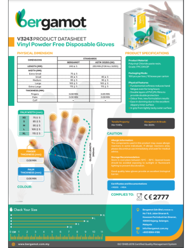 Vinyl gloves transparent without powder 100 pcs