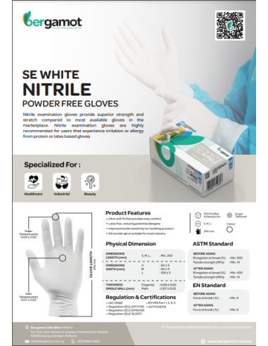 White nitrile gloves 100 pcs