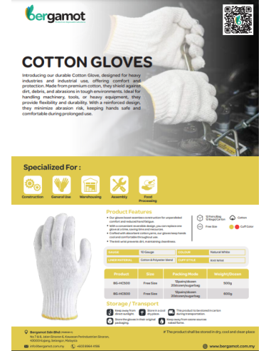 Cotton protective gloves with yellow edge...