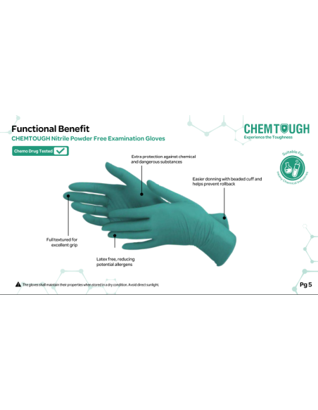Powder-free nitrile gloves green 6g 100 pcs - chemically resistant