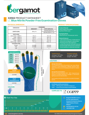 Nitrile gloves extended blue 100 pcs