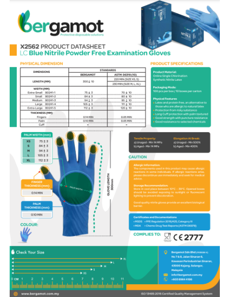 Nitrile gloves extended blue 100 pcs