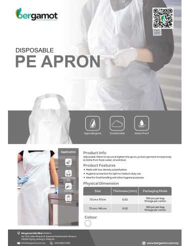 Protective apron PE Apron - white 100 pieces