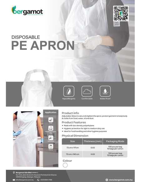 Protective apron PE Apron - white 100 pieces