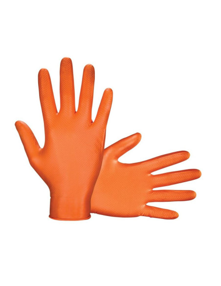 Nitrilne zaščitne rokavice X-GRIP z diamantno teksturo, oranžne