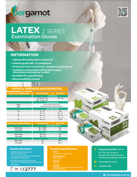 Latex gloves with beige powder 100 pcs