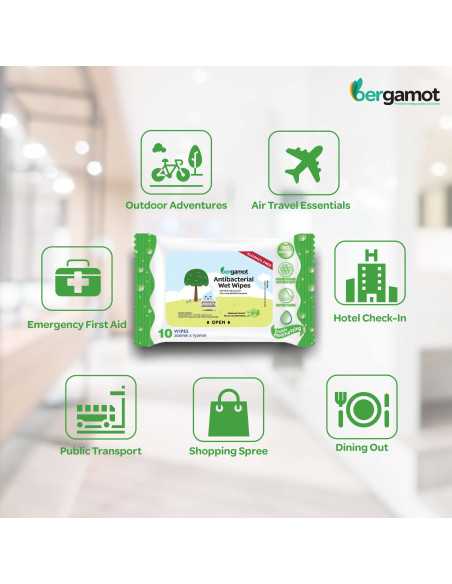 Antibacterial moisturizing wipes Bergamot - 10 pieces