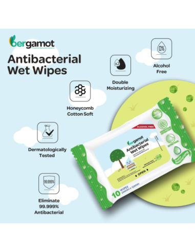 Antibacterial moisturizing wipes Bergamot - 10...