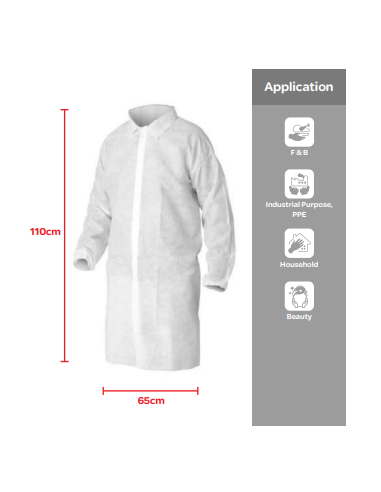 PP Plašč za obiskovalce - podatki o velikosti 110 x 65 cm