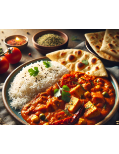 Madras curryja, postrežen z basmati rižem in naan kruhom 2