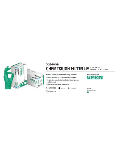 Powder-free nitrile gloves green 6g 100 pcs - chemically resistant