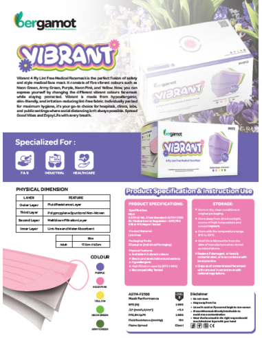 Zaščitne maske Bergamot Vibrant 4 slojne (barvne)