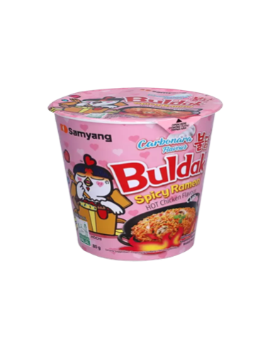 Buldak Cheese Cup 70 g – kremno-pikantni korejski ramen rezanci v lončku (instant rezanci).