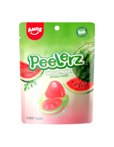 Embalaža Amos Peelerz žele bonbonov z okusom lubenice.