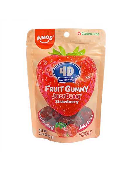 Embalaža Amos 4D žele bonbonov Jagodni izbruh, 65 g.