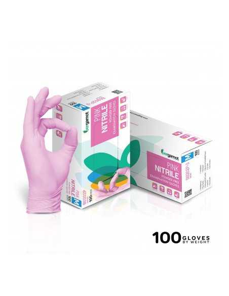 Nitrile gloves pink without powder 100 pcs